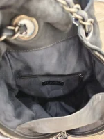 Chanel, Black Lambskin Quilted Double Pockets Drawstring Backpack, Small, Black, Very Very  Good - Image 32