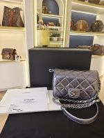 Chanel, Chanel Metallic l Mini Flap Bag, 7", Silver, Very Very  Good - Image 2