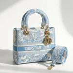 Dior, Medium Lady D-Lite, Medium, Blue, Very Very Like New