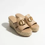 Dior, 30 Montaigne Wedge Slide, 38, Brown, Like New