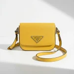 Prada, Saffiano Leather Shoulder Bag, , Yellow, Very Very  Good