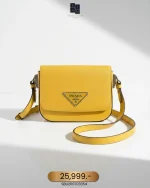 Prada, Saffiano Leather Shoulder Bag, , Yellow, Very Very  Good