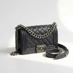 Chanel, Boy 8,  8", Black, Very Very  Good
