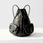Chanel, Black Lambskin Quilted Double Pockets Drawstring Backpack, Small, Black, Very Very  Good