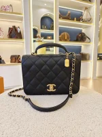 Chanel, 23B Mini Top Handle Flap Bag,  8", Black, Very Very  Good - Image 2