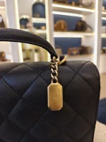 Chanel, 23B Mini Top Handle Flap Bag,  8", Black, Very Very  Good - Image 5