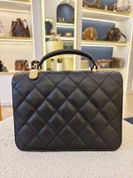 Chanel, 23B Mini Top Handle Flap Bag,  8", Black, Very Very  Good - Image 7