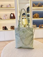 Prada, Crystal Embellished Satin Flat Mini Tote Bag, Mini, Green, Very Very  Good - Image 3
