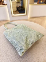 Prada, Crystal Embellished Satin Flat Mini Tote Bag, Mini, Green, Very Very  Good - Image 9