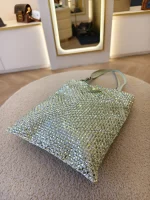 Prada, Crystal Embellished Satin Flat Mini Tote Bag, Mini, Green, Very Very  Good - Image 11
