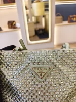 Prada, Crystal Embellished Satin Flat Mini Tote Bag, Mini, Green, Very Very  Good - Image 15