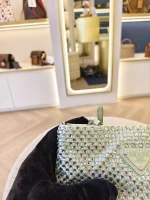 Prada, Crystal Embellished Satin Flat Mini Tote Bag, Mini, Green, Very Very  Good - Image 17