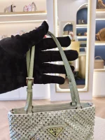 Prada, Crystal Embellished Satin Flat Mini Tote Bag, Mini, Green, Very Very  Good - Image 18