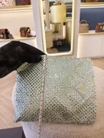 Prada, Crystal Embellished Satin Flat Mini Tote Bag, Mini, Green, Very Very  Good - Image 32