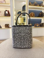 Prada, Panier Bucket Bag with Crystals, Small, Black, Like New - Image 7