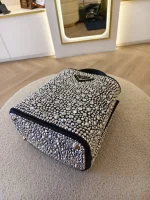 Prada, Panier Bucket Bag with Crystals, Small, Black, Like New - Image 13
