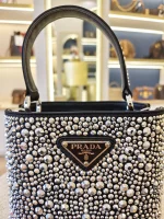 Prada, Panier Bucket Bag with Crystals, Small, Black, Like New - Image 20