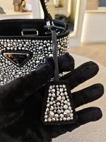 Prada, Panier Bucket Bag with Crystals, Small, Black, Like New - Image 24