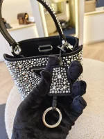 Prada, Panier Bucket Bag with Crystals, Small, Black, Like New - Image 25
