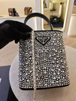 Prada, Panier Bucket Bag with Crystals, Small, Black, Like New - Image 33