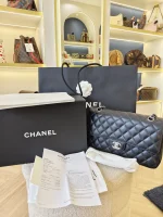 Chanel, Classic Flap Bag, 10", Black, Like New - Image 2