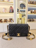 Chanel, Mini Flap Bag with Coin Charm,  8", Black, Very Very  Good - Image 5