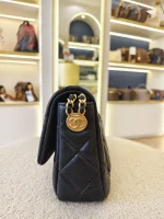 Chanel, Mini Flap Bag with Coin Charm,  8", Black, Very Very  Good - Image 9