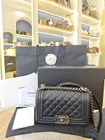 Chanel, Boy 8,  8", Black, Very Very  Good - Image 2