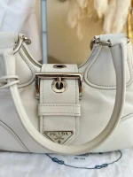 Prada, Moon Padded Nappa-Leather Bag, Small, White, Very Very Like New - Image 26