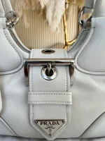 Prada, Moon Padded Nappa-Leather Bag, Small, White, Very Very Like New - Image 36