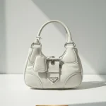 Prada, Moon Padded Nappa-Leather Bag, Small, White, Very Very Like New