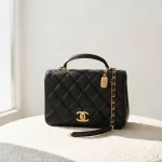 Chanel, 23B Mini Top Handle Flap Bag,  8", Black, Very Very  Good