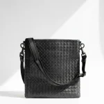 Bottega Veneta, Intrecciato Messenger Bag, Small, Navy Blue, Very Very  Good