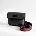 Gucci, GG Supreme Black Belt Bag, , Black, Very Very  Good