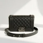 Chanel, Boy 8,  8", Black, Very Very  Good