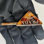 Prada, Symbole Hair Clip, , Brown, Like New - Image 16