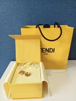 Fendi, Fendi F Hop Earrings, , Gold, Kept Unused - Image 2