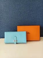 Hermes, Hermes Bearn Leather Wallet, , Blue, New - Image 2