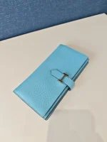 Hermes, Hermes Bearn Leather Wallet, , Blue, New - Image 3