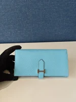 Hermes, Hermes Bearn Leather Wallet, , Blue, New - Image 4