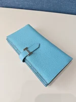 Hermes, Hermes Bearn Leather Wallet, , Blue, New - Image 6