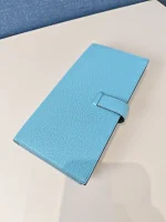 Hermes, Hermes Bearn Leather Wallet, , Blue, New - Image 9