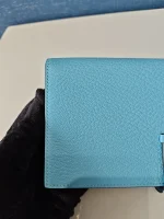 Hermes, Hermes Bearn Leather Wallet, , Blue, New - Image 22