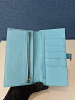 Hermes, Hermes Bearn Leather Wallet, , Blue, New - Image 23