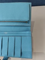 Hermes, Hermes Bearn Leather Wallet, , Blue, New - Image 24