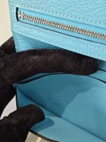 Hermes, Hermes Bearn Leather Wallet, , Blue, New - Image 28
