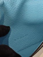 Hermes, Hermes Bearn Leather Wallet, , Blue, New - Image 34