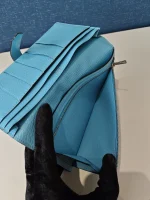 Hermes, Hermes Bearn Leather Wallet, , Blue, New - Image 35