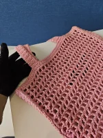 Prada, Woven Tote Bag, Regular, Pink, Very Very  Good - Image 13