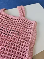 Prada, Woven Tote Bag, Regular, Pink, Very Very  Good - Image 14